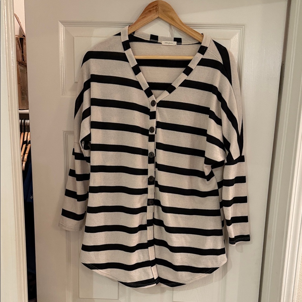 Striped Black and White Women's Top